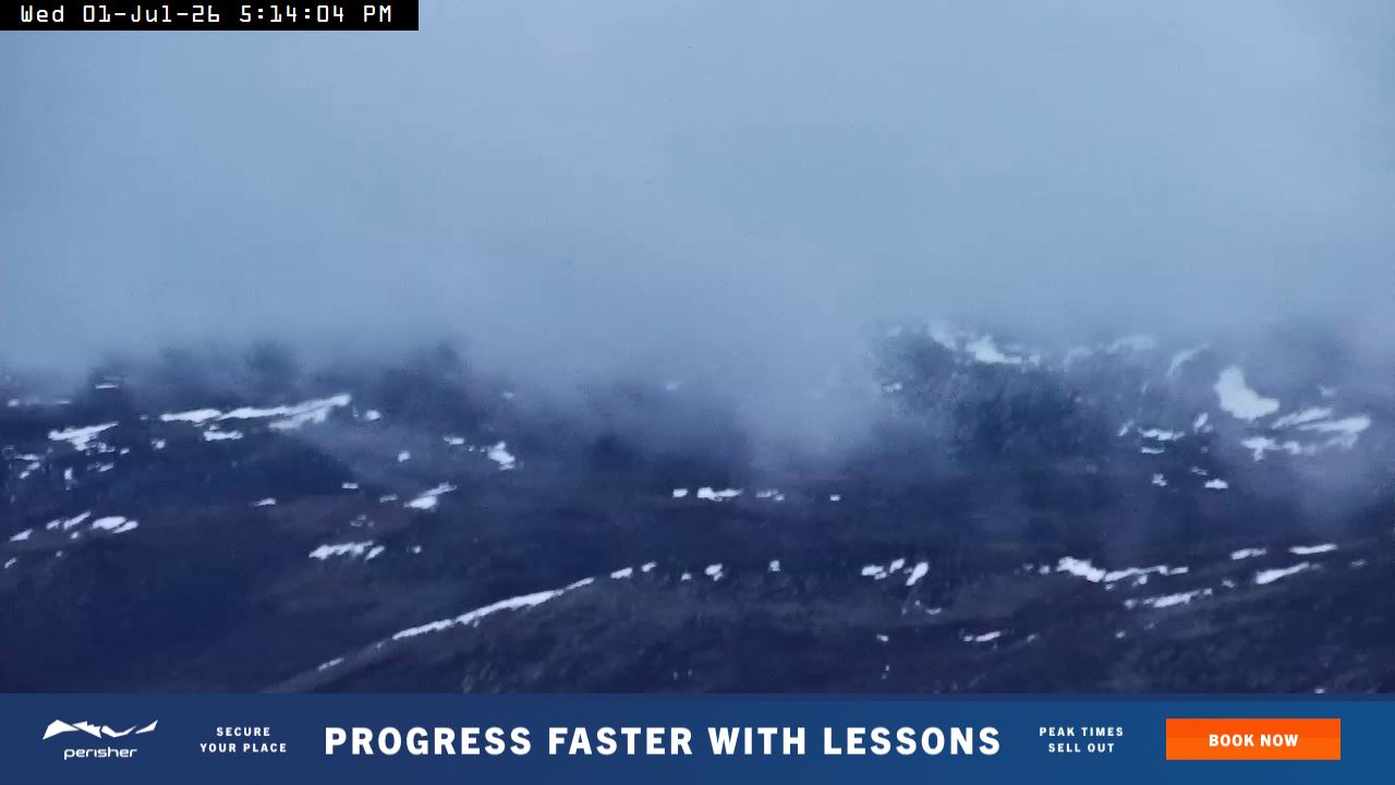 Perisher Mt Kosciuszko snow cam captured at 1 July 2026 at 5:17 pm AEST