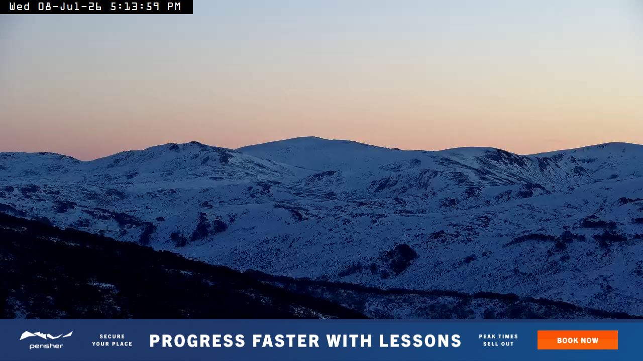 Perisher Mt Kosciuszko snow cam captured at 8 July 2026 at 5:22 pm AEST