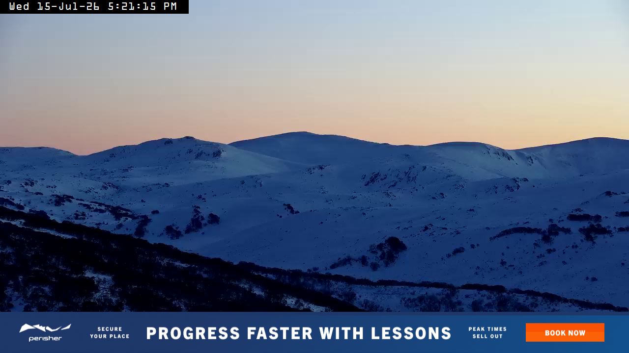 Perisher Mt Kosciuszko snow cam captured at 15 July 2026 at 5:29 pm AEST