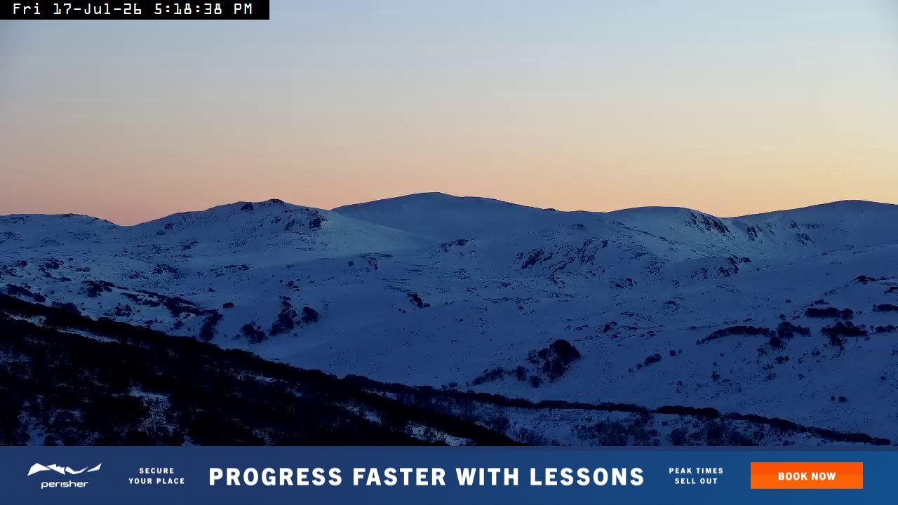 Perisher Mt Kosciuszko snow cam captured at 17 July 2026 at 5:20 pm AEST