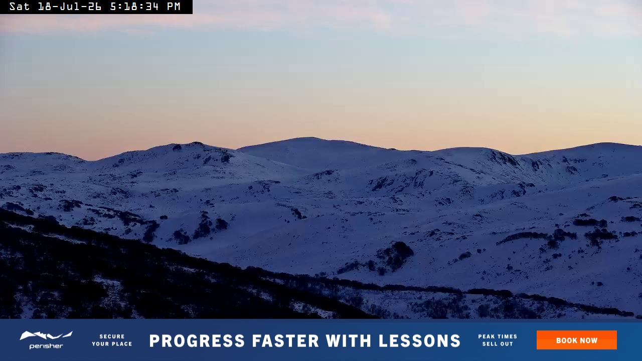 Perisher Mt Kosciuszko snow cam captured at 18 July 2026 at 5:21 pm AEST