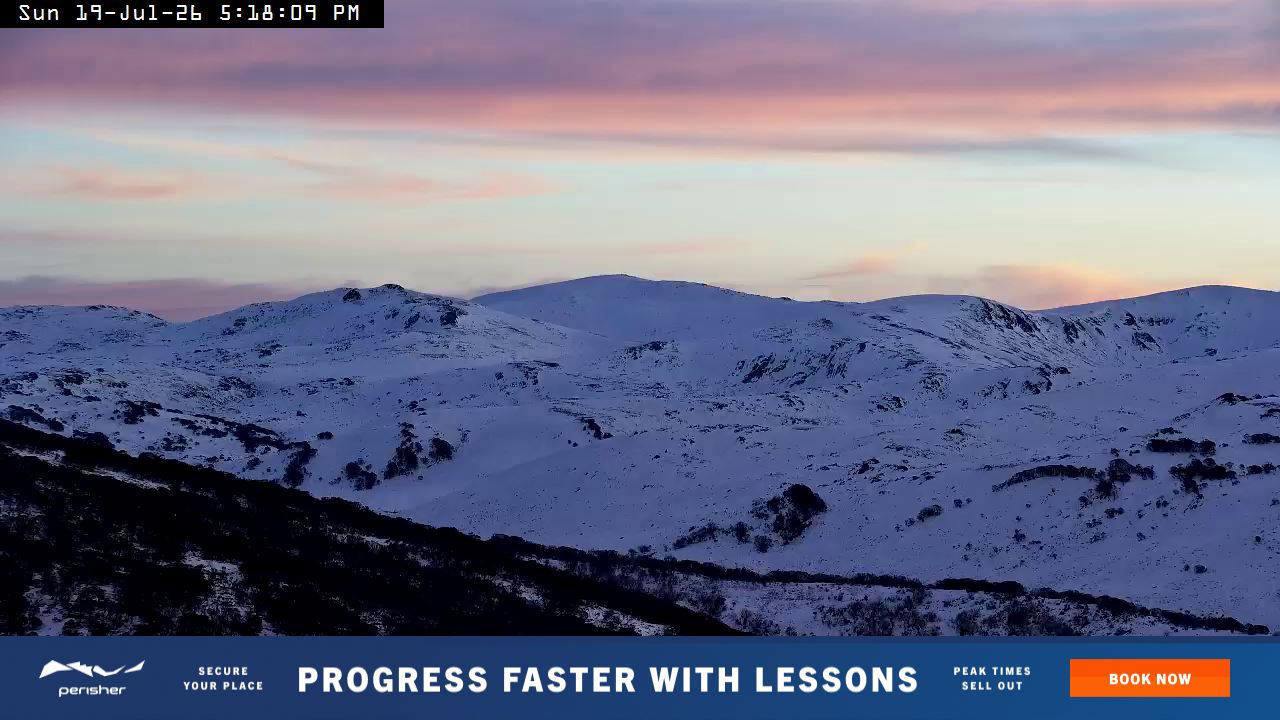 Perisher Mt Kosciuszko snow cam captured at 19 July 2026 at 5:22 pm AEST