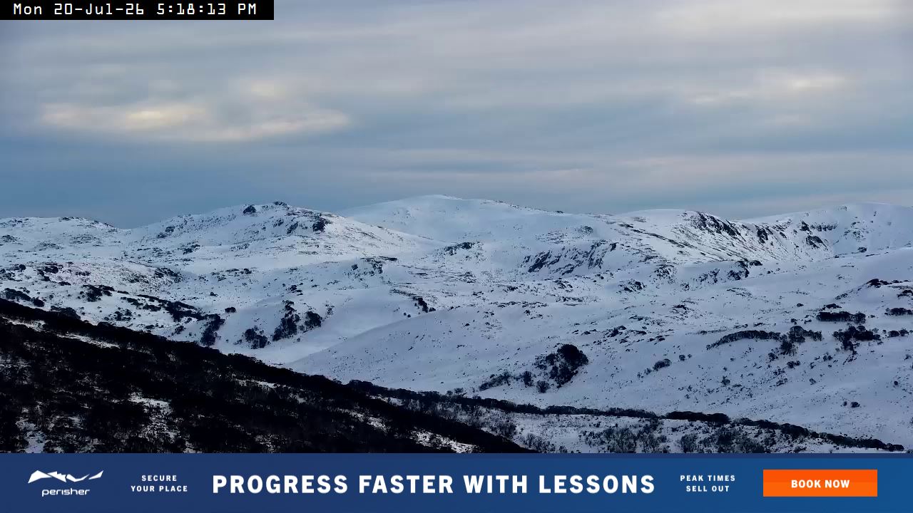 Perisher Mt Kosciuszko snow cam captured at 20 July 2026 at 5:23 pm AEST