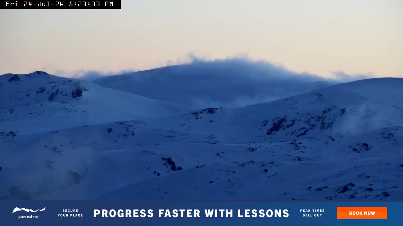 Perisher Mt Kosciuszko snow cam captured at 24 July 2026 at 5:30 pm AEST