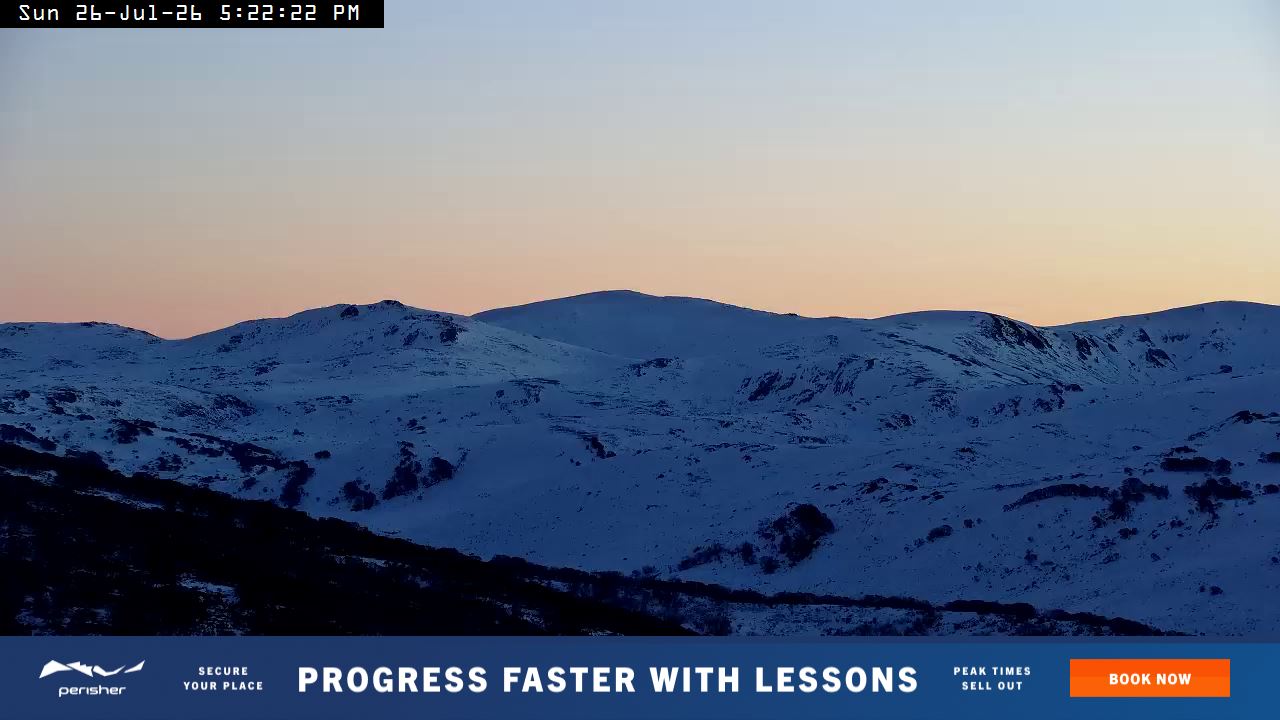 Perisher Mt Kosciuszko snow cam captured at 26 July 2026 at 5:33 pm AEST