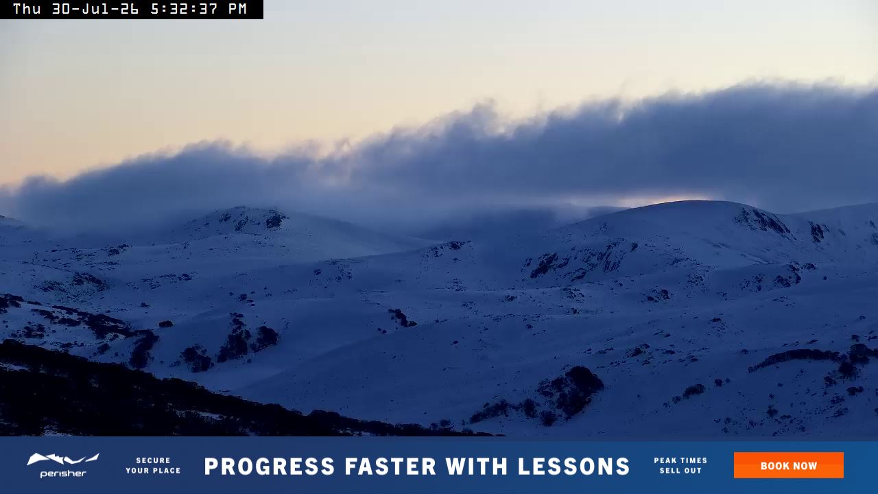 Perisher Mt Kosciuszko snow cam captured at 30 July 2026 at 5:36 pm AEST