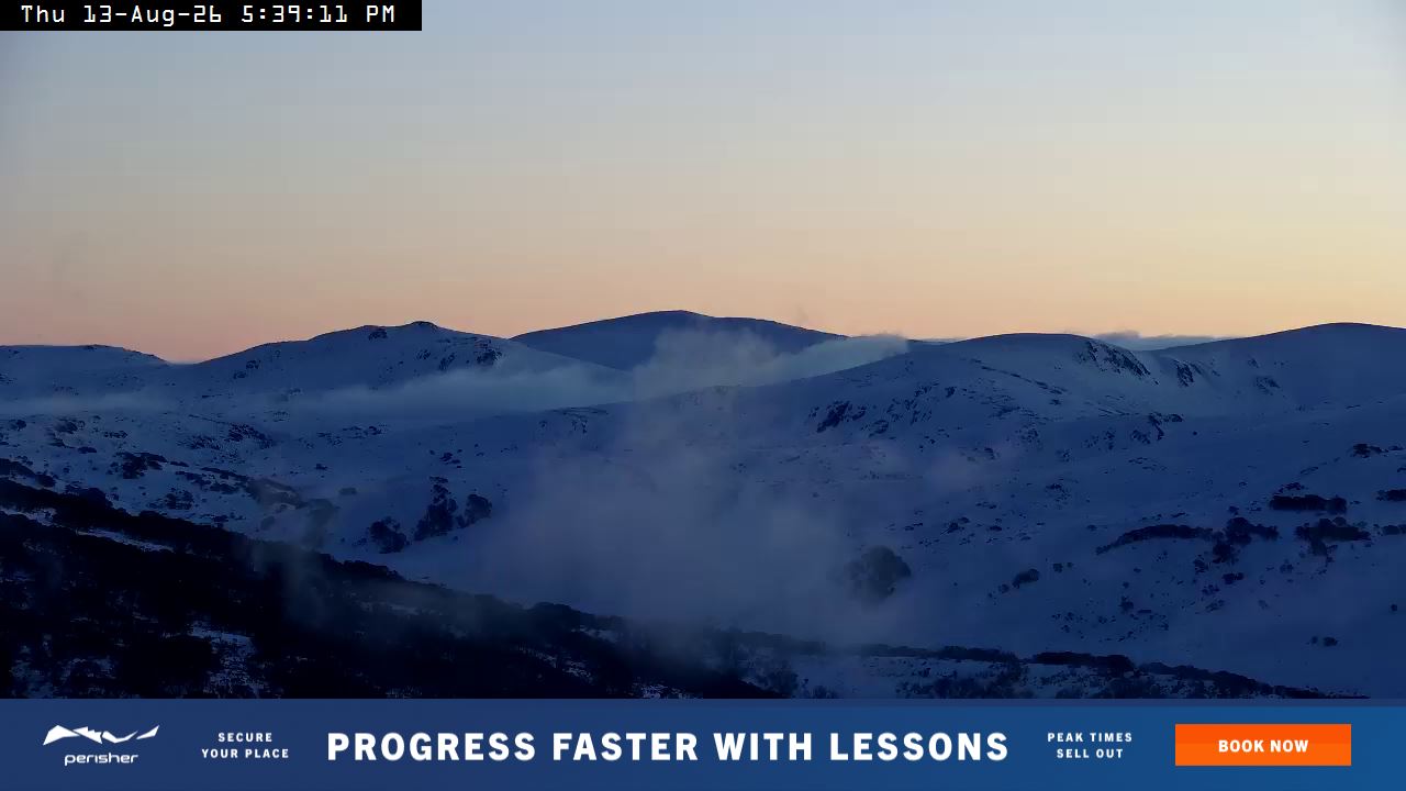 Perisher Mt Kosciuszko snow cam captured at 13 August 2026 at 5:40 pm AEST