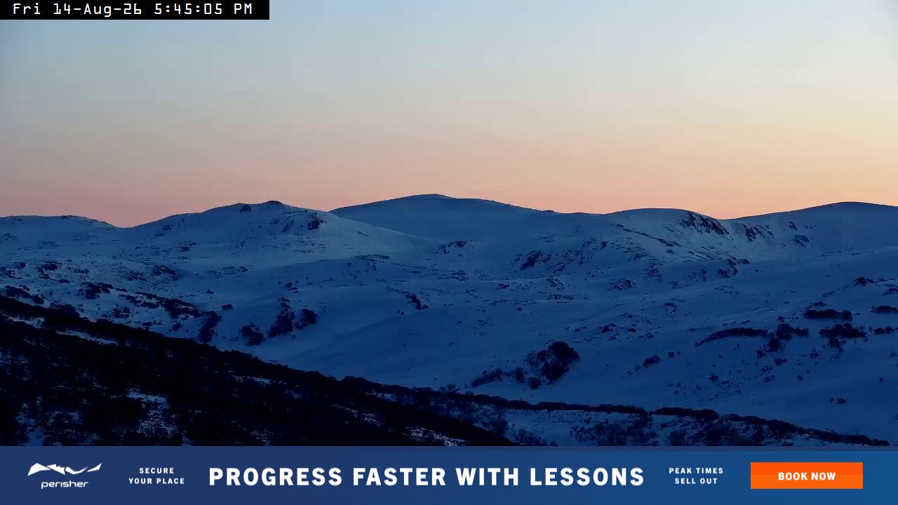 Perisher Mt Kosciuszko snow cam captured at 14 August 2026 at 5:52 pm AEST