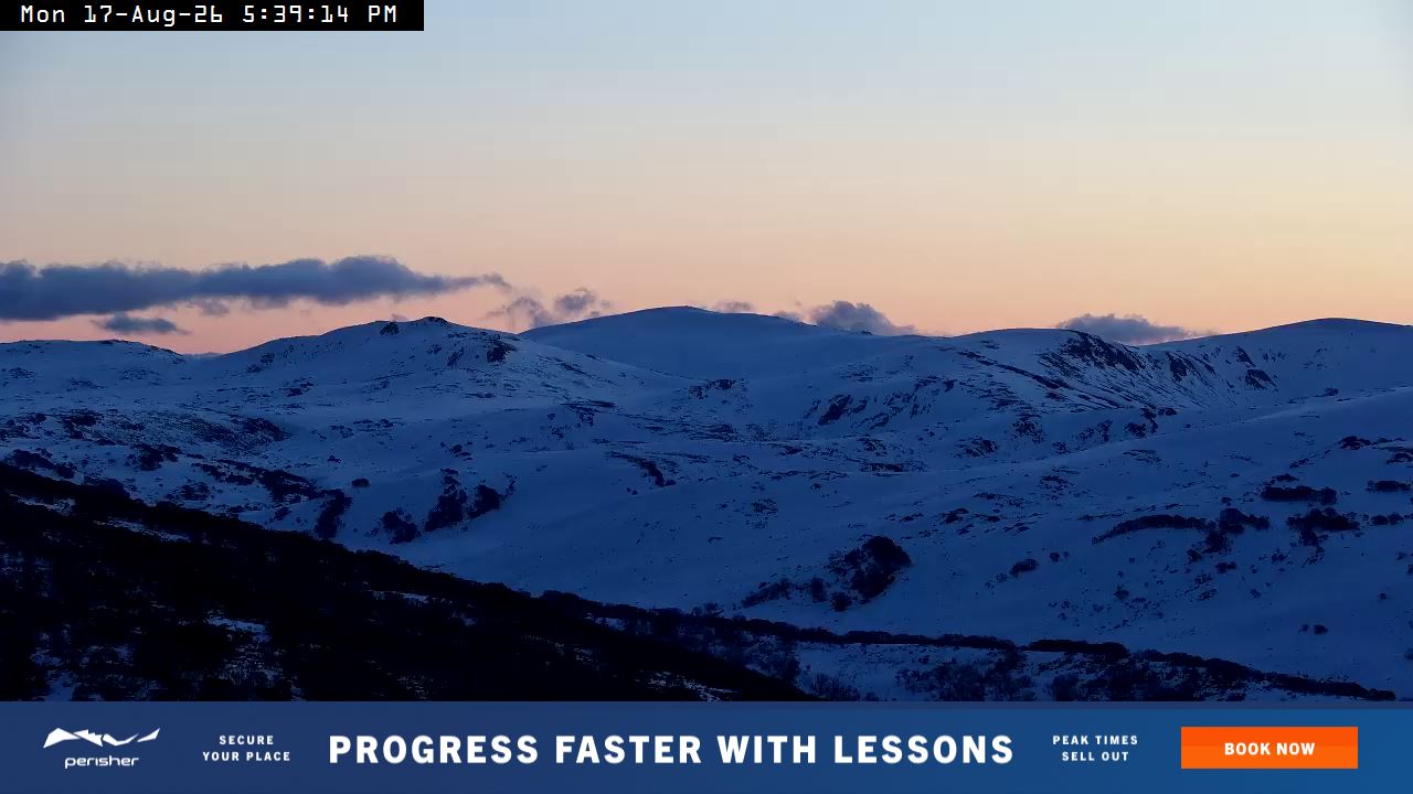 Perisher Mt Kosciuszko snow cam captured at 17 August 2026 at 5:44 pm AEST
