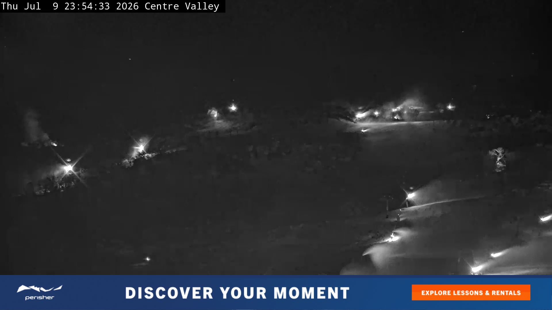 Perisher Centre Valley and Mt Perisher snow cam captured at 9 July 2026 at 11:59 pm AEST