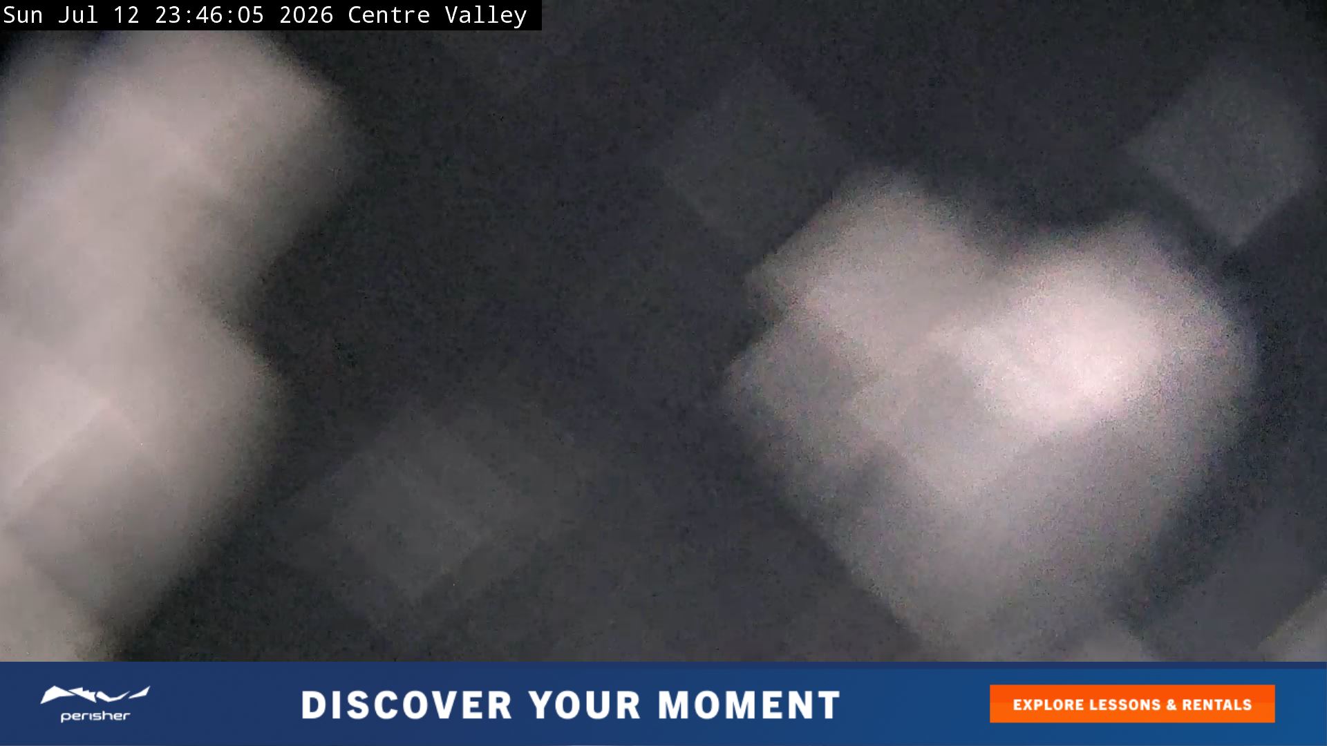 Perisher Centre Valley and Mt Perisher snow cam captured at 12 July 2026 at 11:50 pm AEST