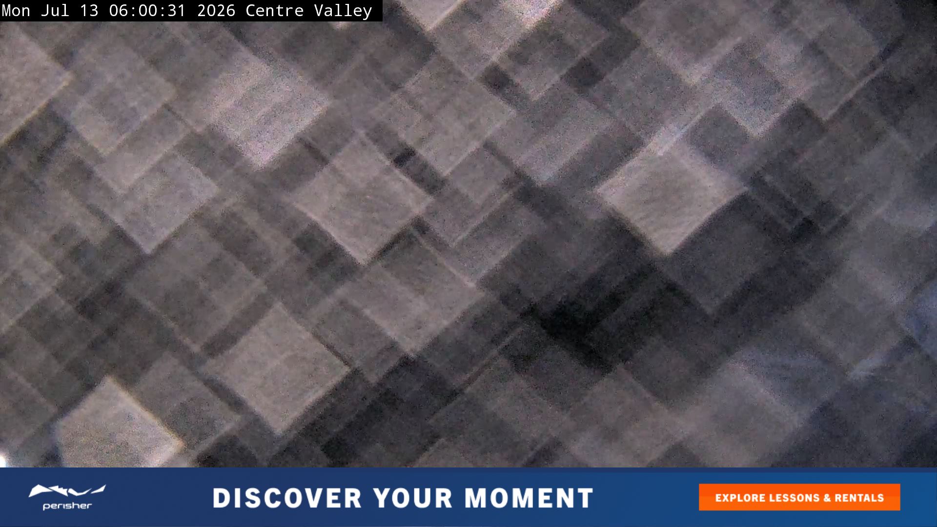 Perisher Centre Valley and Mt Perisher snow cam captured at 13 July 2026 at 6:04 am AEST