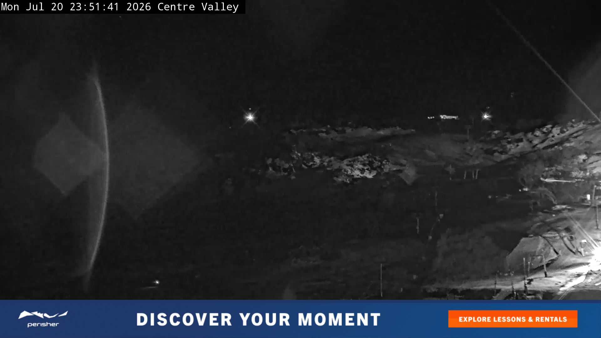 Perisher Centre Valley and Mt Perisher snow cam captured at 20 July 2026 at 11:59 pm AEST