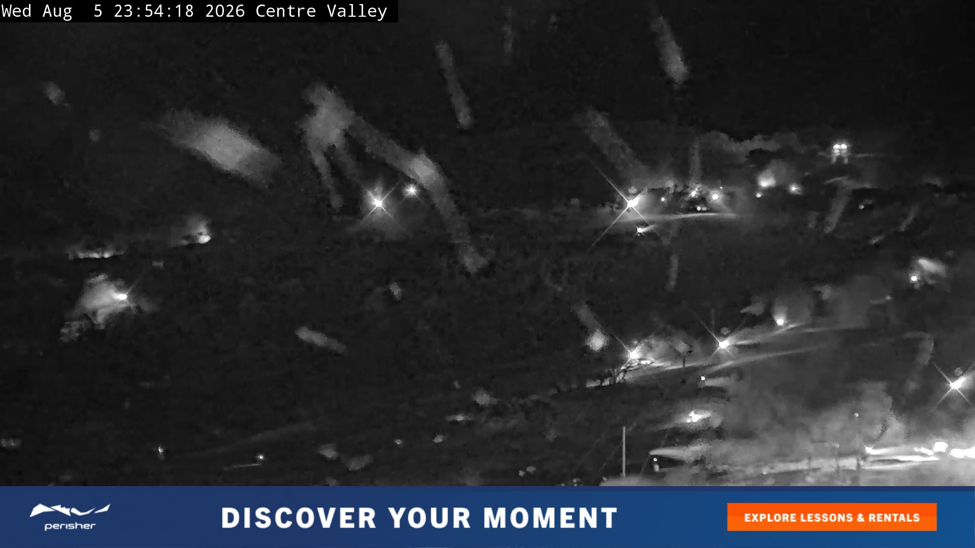Perisher Centre Valley and Mt Perisher snow cam captured at 5 August 2026 at 11:57 pm AEST