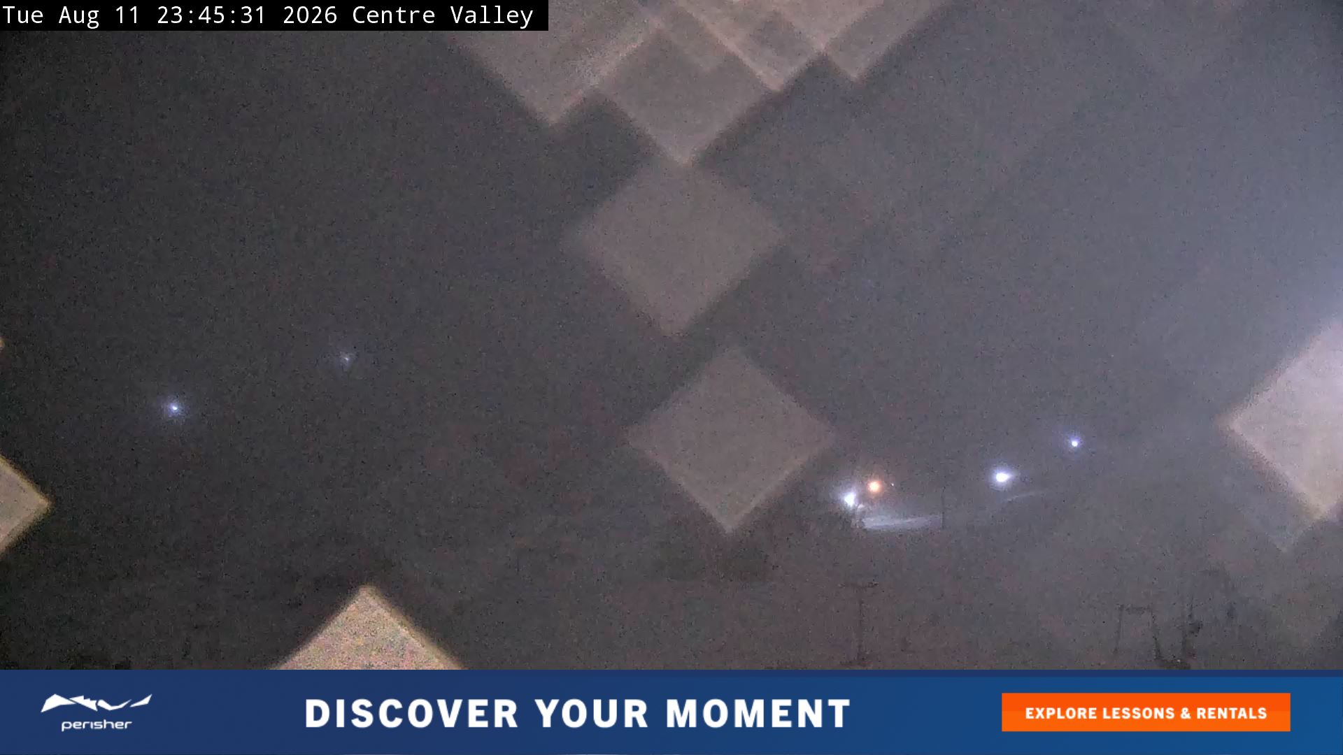 Perisher Centre Valley and Mt Perisher snow cam captured at 11 August 2026 at 11:51 pm AEST