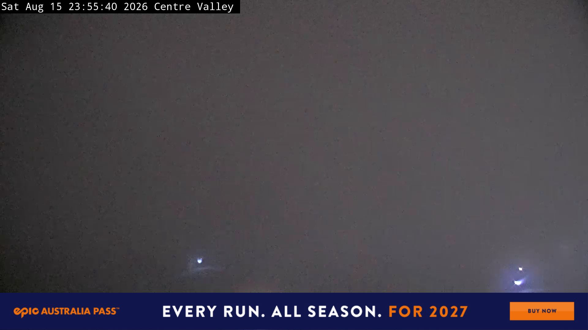 Perisher Centre Valley and Mt Perisher snow cam captured at 15 August 2026 at 11:57 pm AEST
