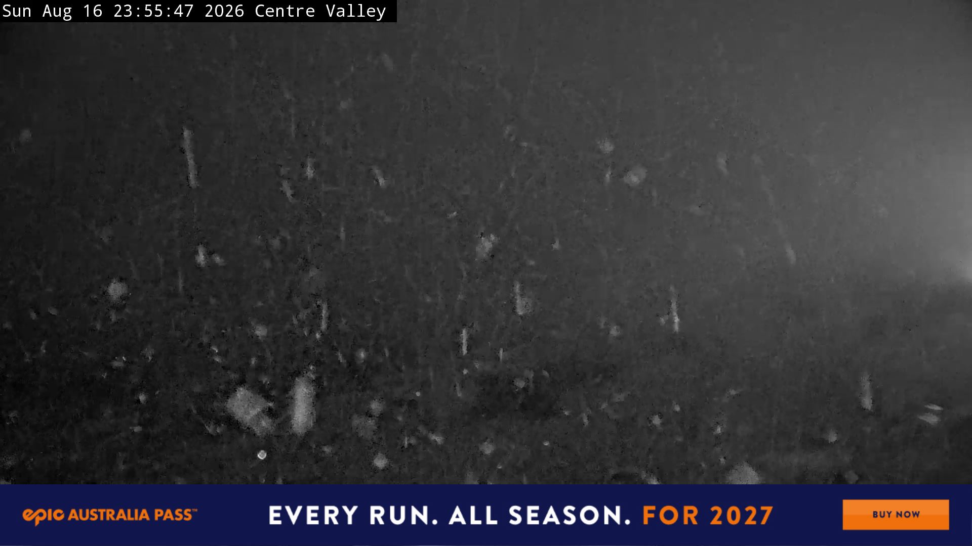 Perisher Centre Valley and Mt Perisher snow cam captured at 16 August 2026 at 11:58 pm AEST