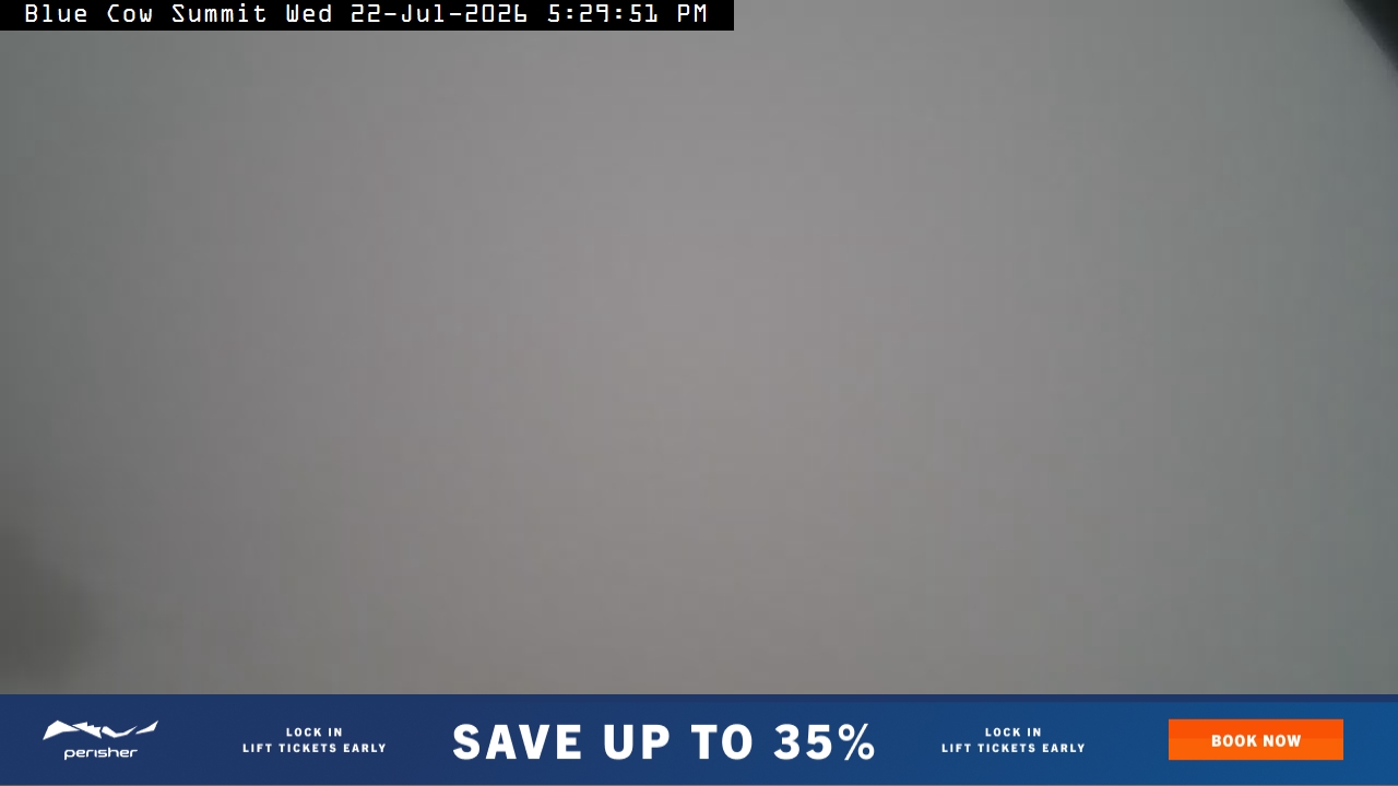 Perisher Blue Cow Summit snow cam captured at 22 July 2026 at 5:39 pm AEST