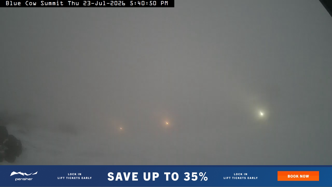 Perisher Blue Cow Summit snow cam captured at 23 July 2026 at 5:40 pm AEST