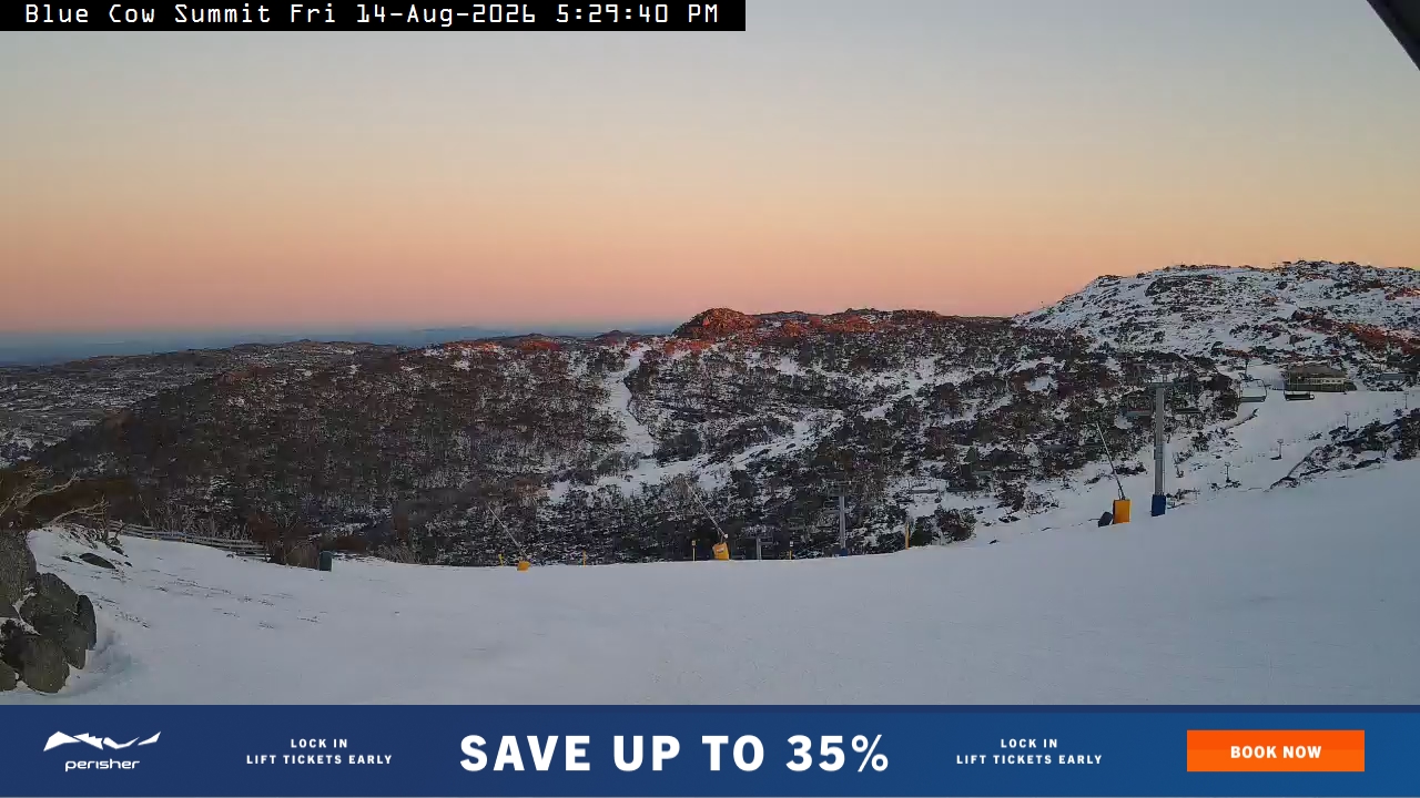 Perisher Blue Cow Summit snow cam captured at 14 August 2026 at 5:40 pm AEST