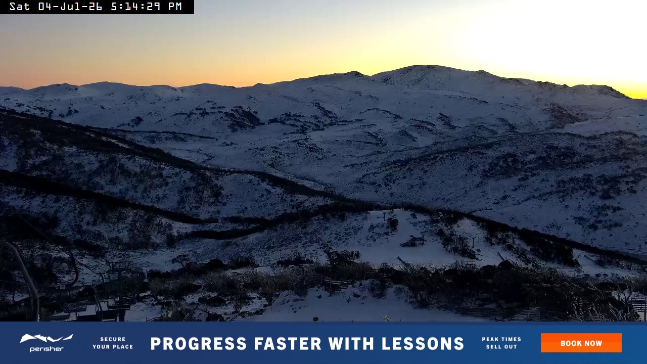 Perisher Top of Freedom snow cam captured at 4 July 2026 at 5:18 pm AEST