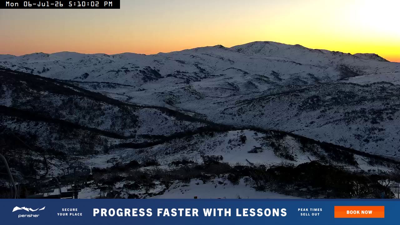Perisher Top of Freedom snow cam captured at 6 July 2026 at 5:20 pm AEST