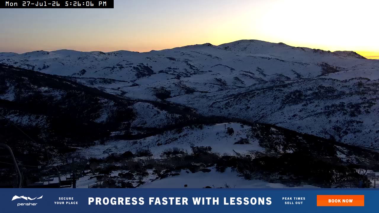 Perisher Top of Freedom snow cam captured at 27 July 2026 at 5:35 pm AEST