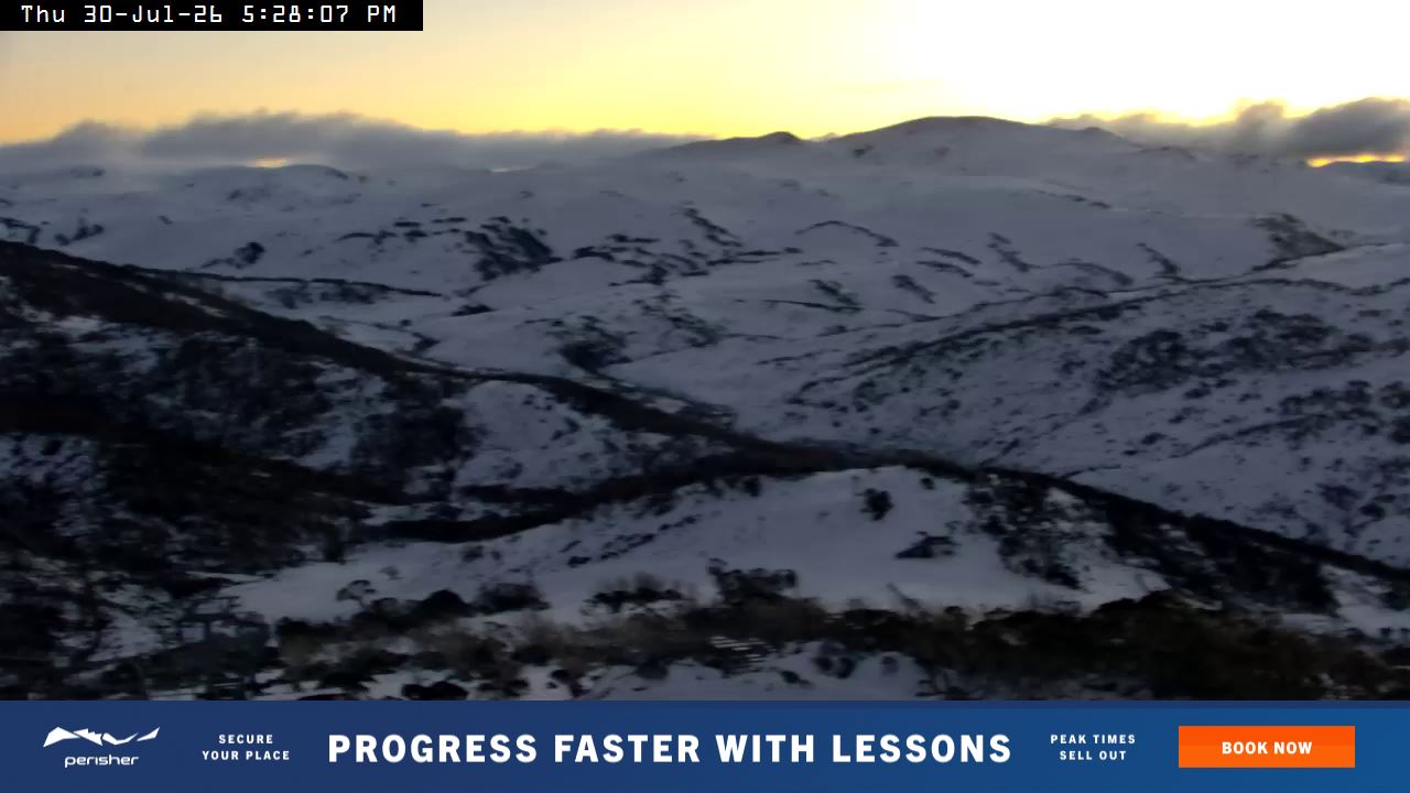 Perisher Top of Freedom snow cam captured at 30 July 2026 at 5:38 pm AEST
