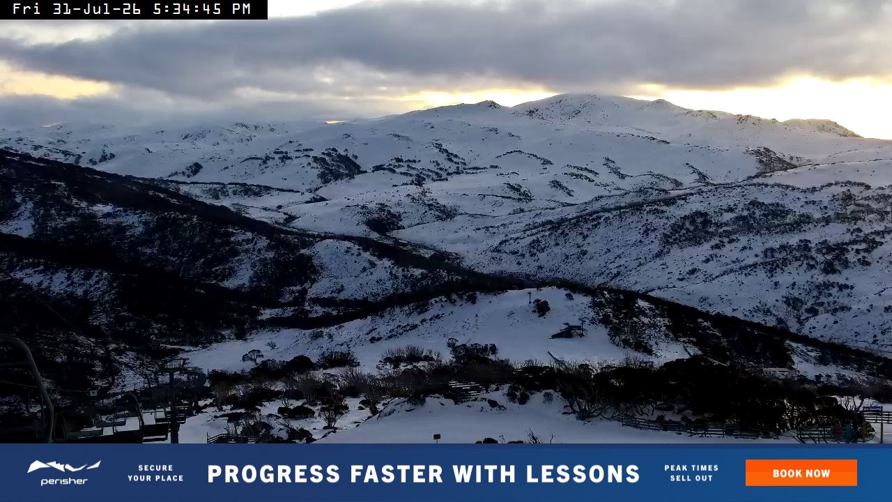 Perisher Top of Freedom snow cam captured at 31 July 2026 at 5:39 pm AEST