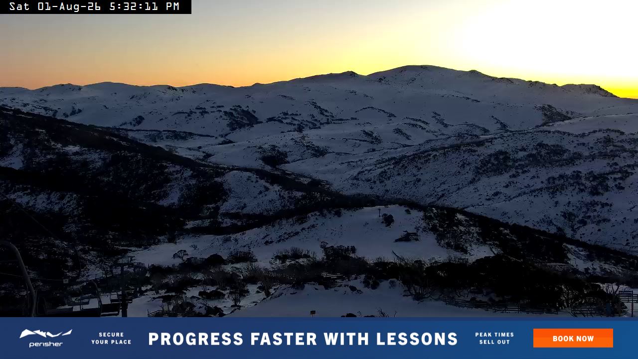 Perisher Top of Freedom snow cam captured at 1 August 2026 at 5:41 pm AEST