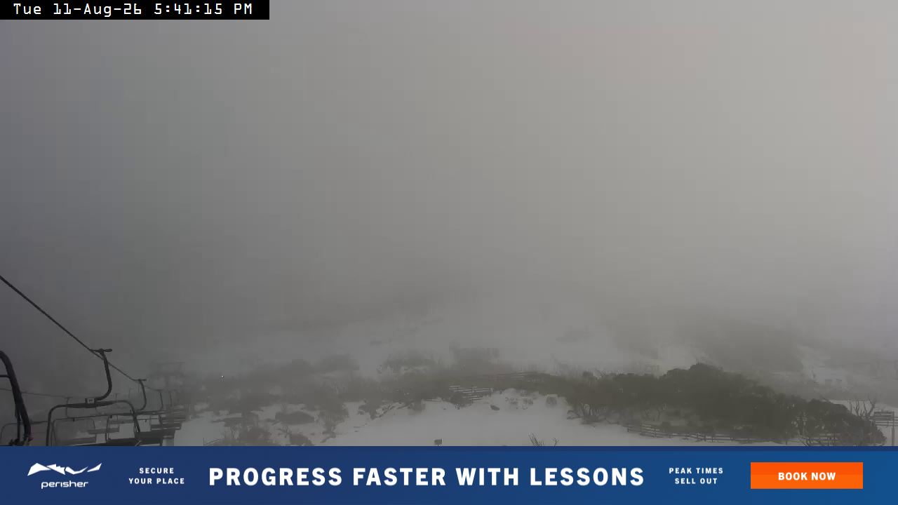 Perisher Top of Freedom snow cam captured at 11 August 2026 at 5:46 pm AEST
