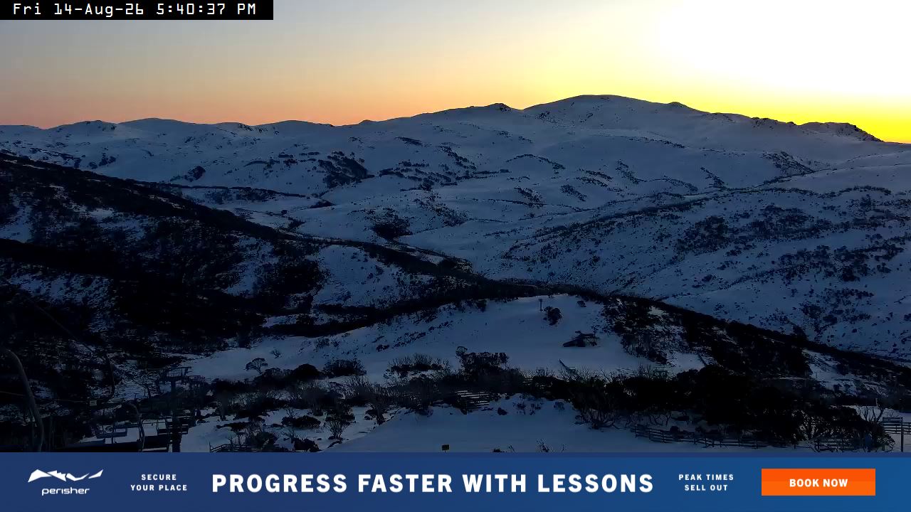 Perisher Top of Freedom snow cam captured at 14 August 2026 at 5:41 pm AEST
