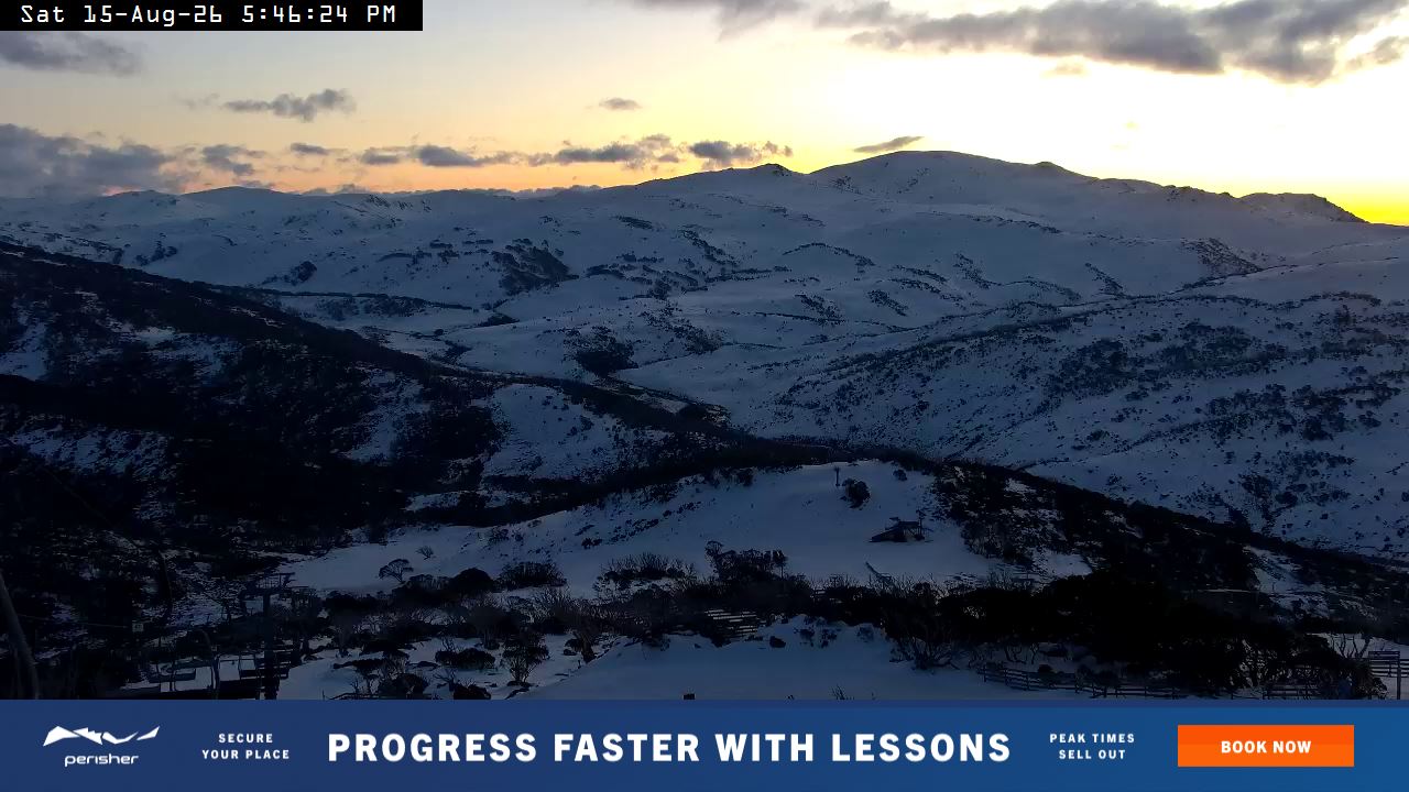 Perisher Top of Freedom snow cam captured at 15 August 2026 at 5:53 pm AEST