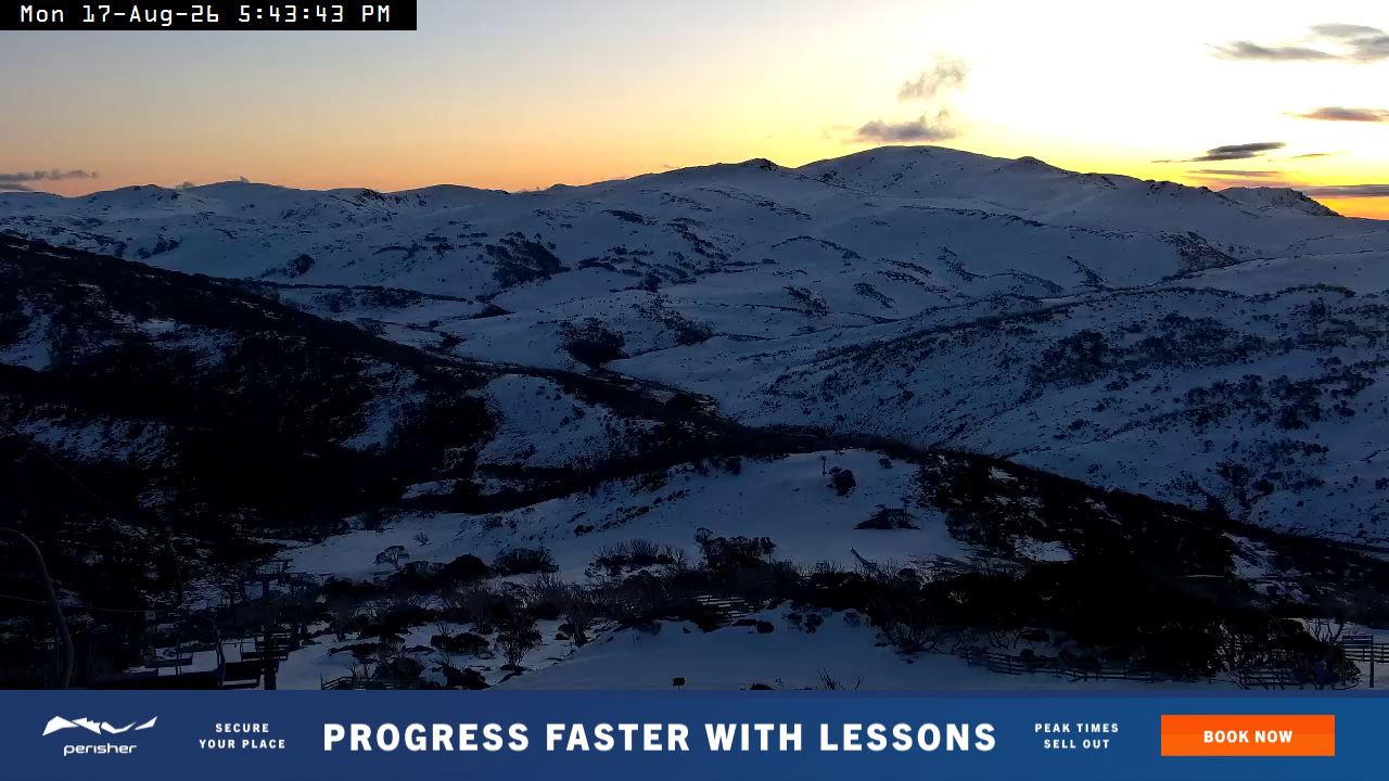 Perisher Top of Freedom snow cam captured at 17 August 2026 at 5:44 pm AEST