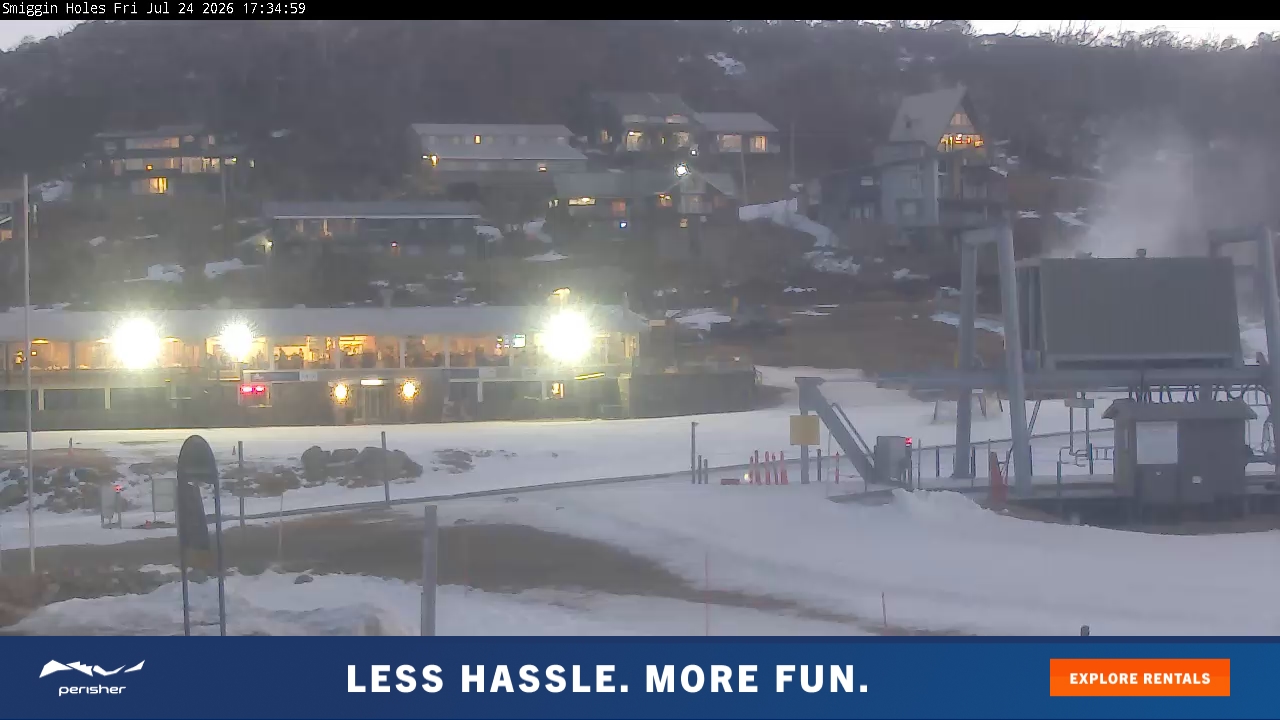 Perisher Smiggin Holes snow cam captured at 24 July 2026 at 5:42 pm AEST