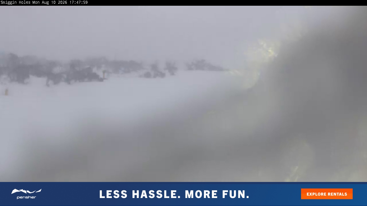 Perisher Smiggin Holes snow cam captured at 10 August 2026 at 5:56 pm AEST