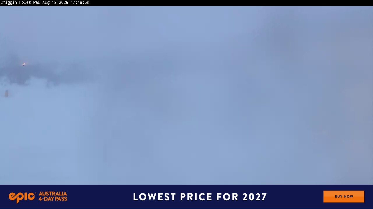 Perisher Smiggin Holes snow cam captured at 12 August 2026 at 5:50 pm AEST