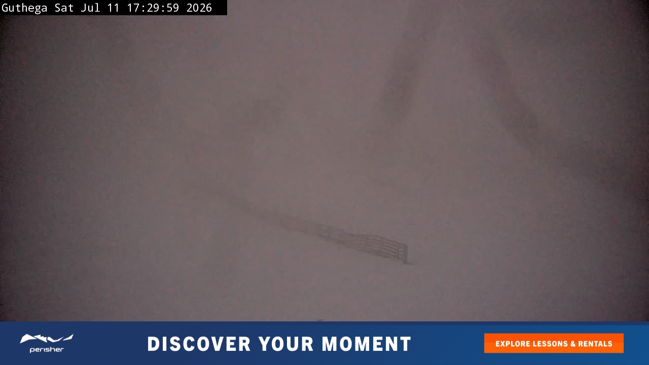 Perisher Guthega snow cam captured at 11 July 2026 at 5:36 pm AEST