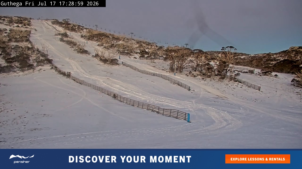 Perisher Guthega snow cam captured at 17 July 2026 at 5:31 pm AEST