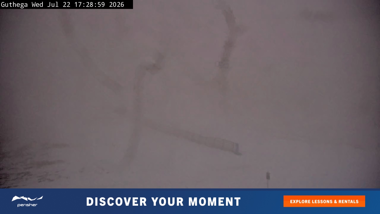 Perisher Guthega snow cam captured at 22 July 2026 at 5:39 pm AEST