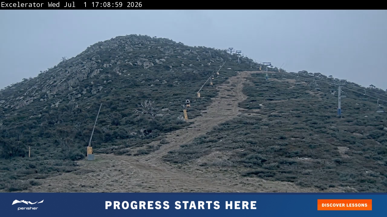 Perisher Excelerator snow cam captured at 1 July 2026 at 5:11 pm AEST
