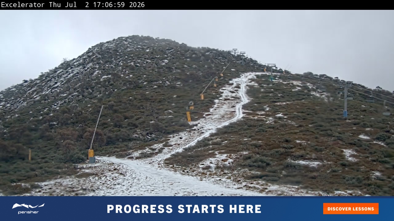 Perisher Excelerator snow cam captured at 2 July 2026 at 5:17 pm AEST