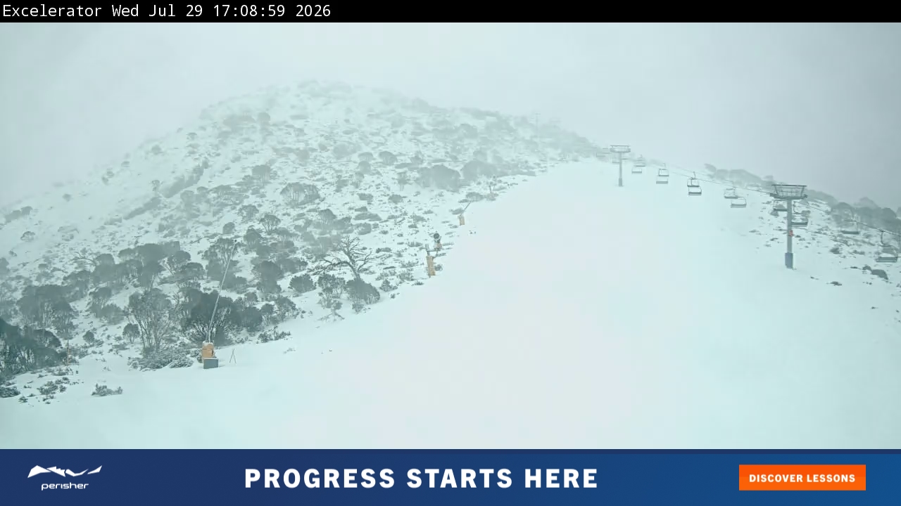 Perisher Excelerator snow cam captured at 29 July 2026 at 5:15 pm AEST