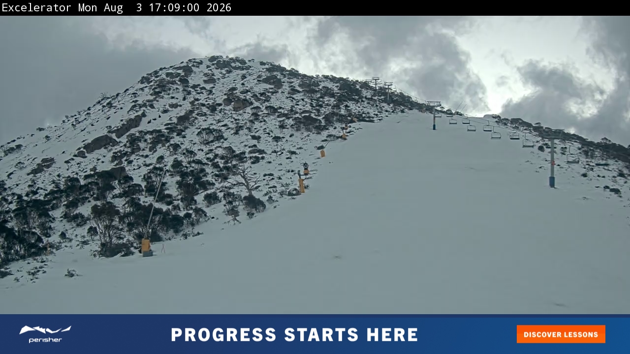 Perisher Excelerator snow cam captured at 3 August 2026 at 5:19 pm AEST