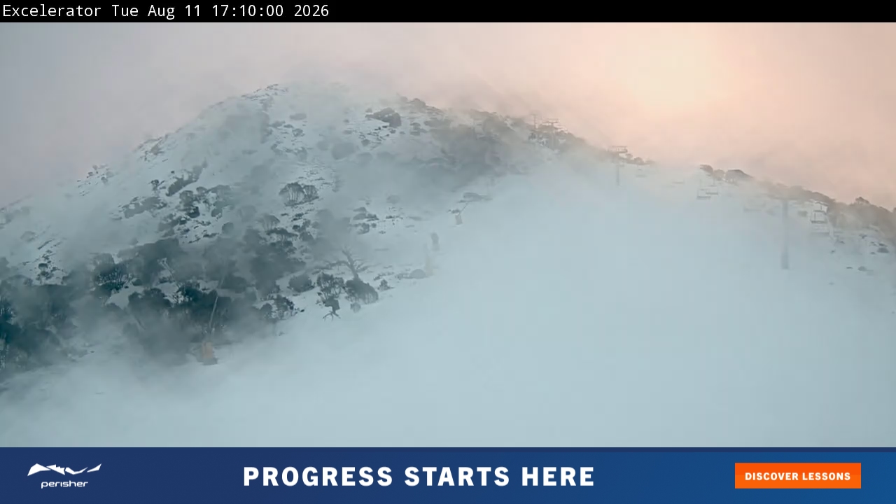 Perisher Excelerator snow cam captured at 11 August 2026 at 5:15 pm AEST