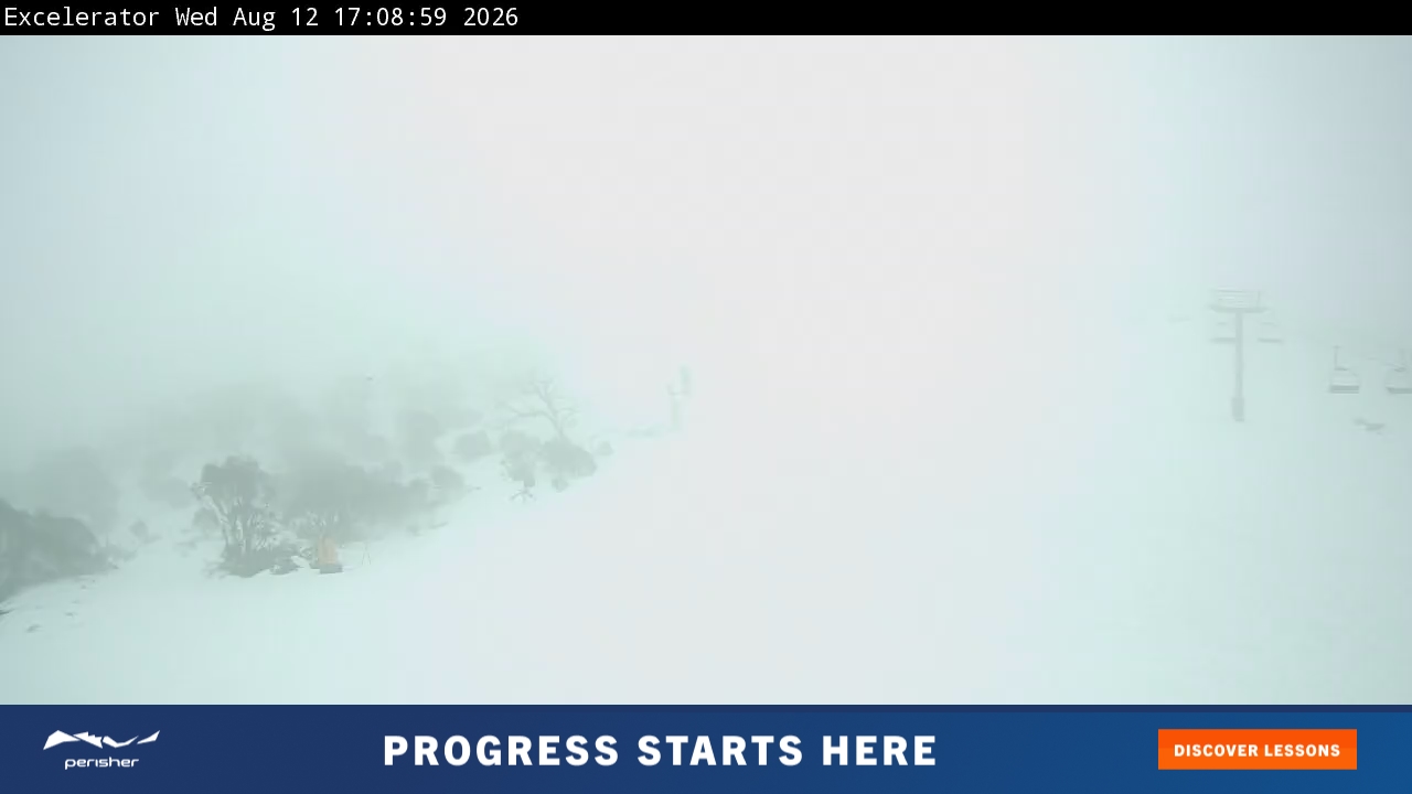 Perisher Excelerator snow cam captured at 12 August 2026 at 5:17 pm AEST