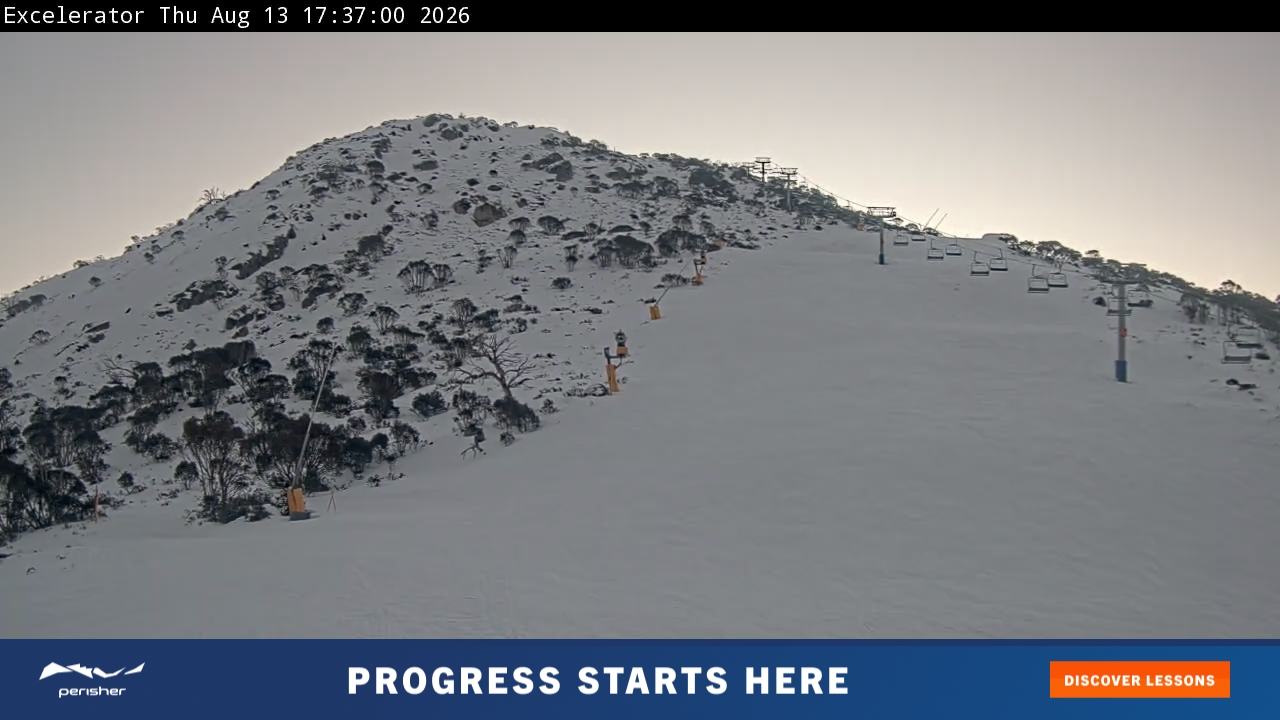 Perisher Excelerator snow cam captured at 13 August 2026 at 5:41 pm AEST