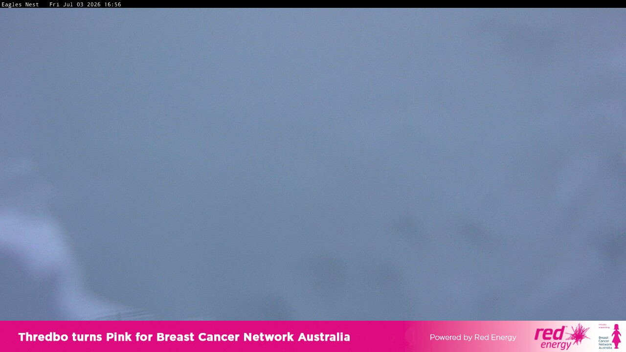 Thredbo Kosciuszko Walking Track snow cam captured at 3 July 2026 at 4:56 pm AEST