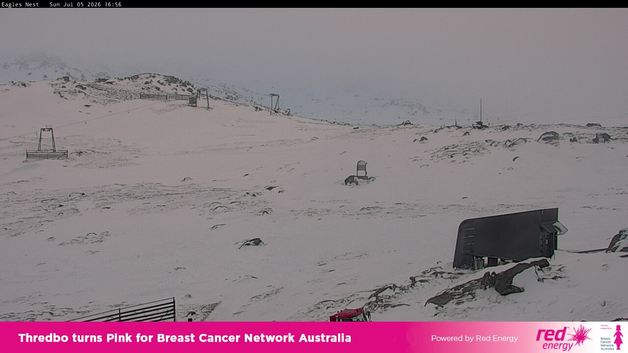 Thredbo Kosciuszko Walking Track snow cam captured at 5 July 2026 at 4:57 pm AEST
