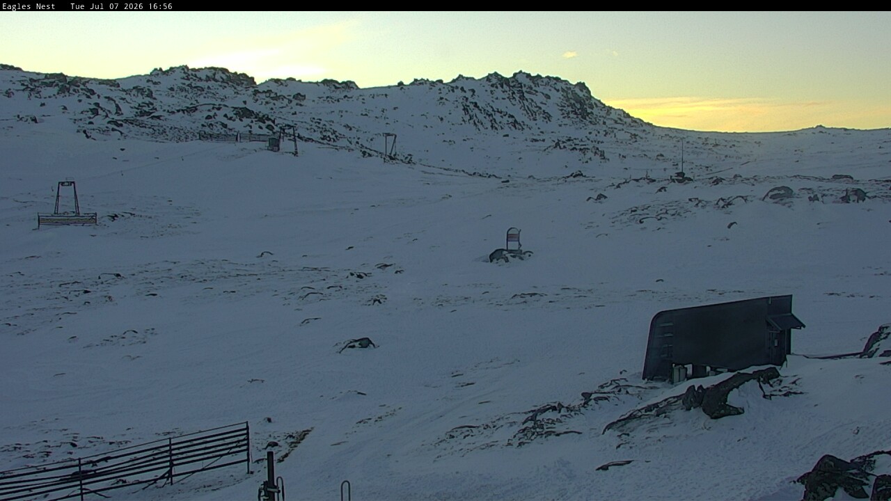 Thredbo Kosciuszko Walking Track snow cam captured at 7 July 2026 at 4:59 pm AEST